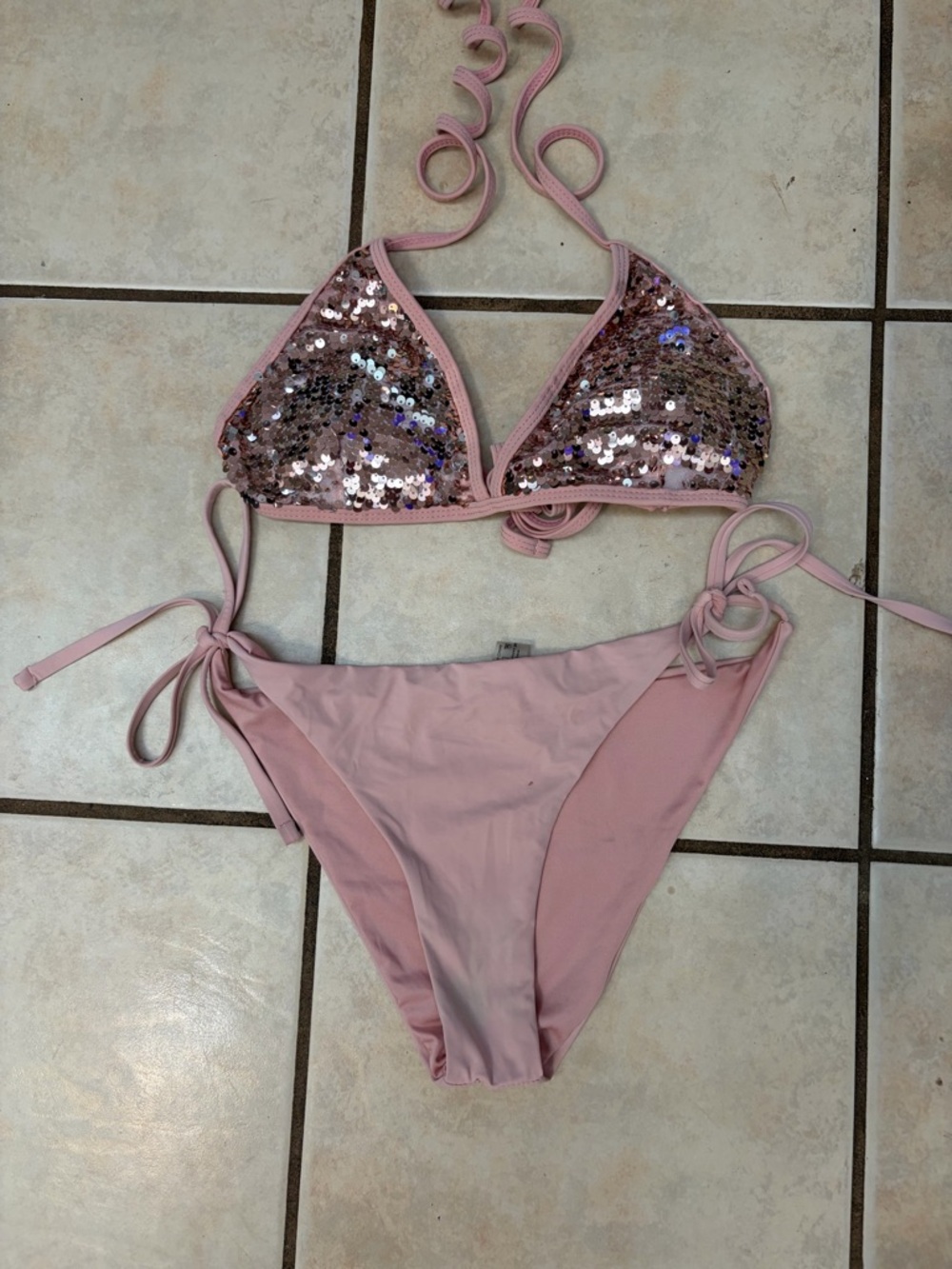 SHEIN Light Pink String Bikini Set